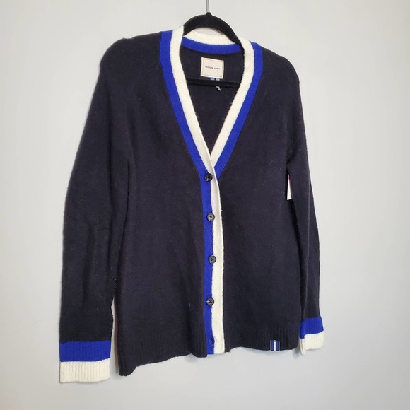 COURT & ROWE Black Kenmare Merino Wool Blend Grandpa Cardigan XS - Picture 3 of 6